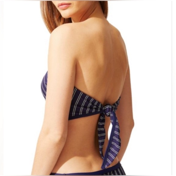 Solid+Striped Bianca Top +Bottom Bikini Set - Navy/White Pinstripe Sz Small - Picture 5 of 7